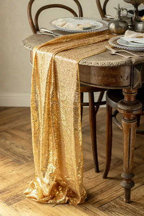 Feestbazaar Tafelloper Goud Pailletten (5m)