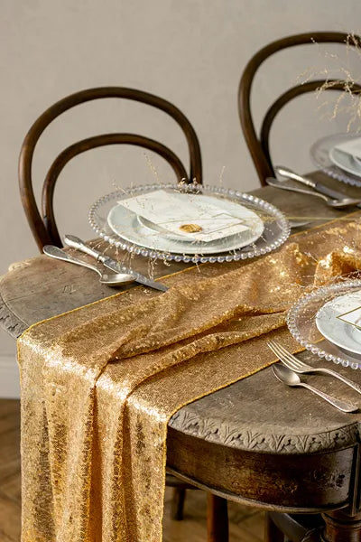 Feestbazaar Tafelloper Goud Pailletten (5m)