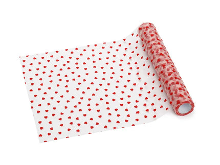 Feestbazaar Tafelloper Hartjes Tule Rood (9m)