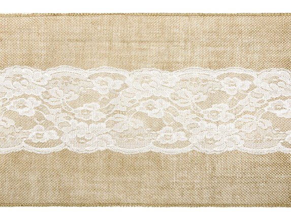 Feestbazaar Tafelloper Jute Met Kant Midden (2,75m)