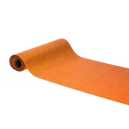 Feestbazaar Tafelloper Op Rol Glitter Oranje (30x500cm)