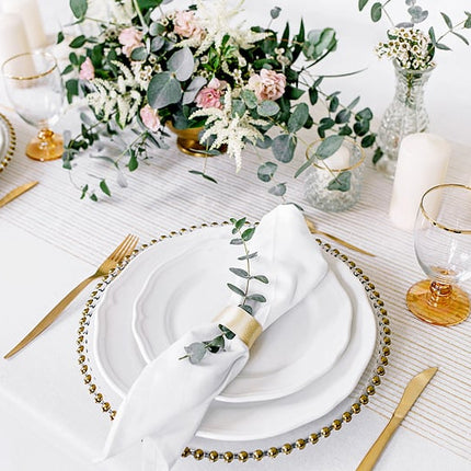 Feestbazaar Tafelloper Organza Goud/Wit Gestreept (9m)