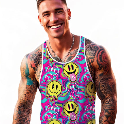 Feestbazaar Tanktop Festival Smileys Happy Vibes