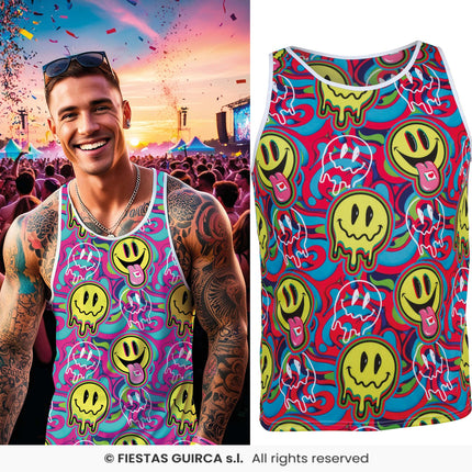 Feestbazaar Tanktop Festival Smileys Happy Vibes