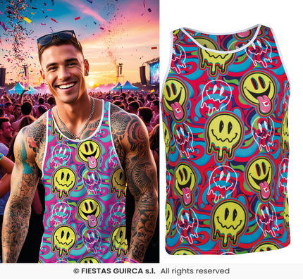 Feestbazaar Tanktop Festival Smileys Happy Vibes