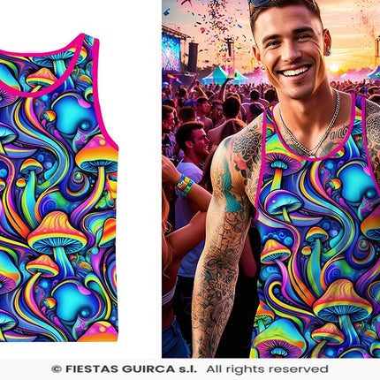 Feestbazaar Tanktop psychedelische paddenstoel