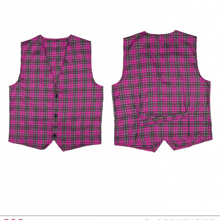 Feestbazaar Tartan vest roze