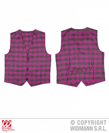 Feestbazaar Tartan vest roze