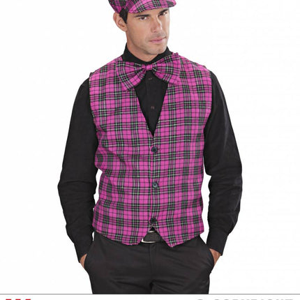 Feestbazaar Tartan vest roze