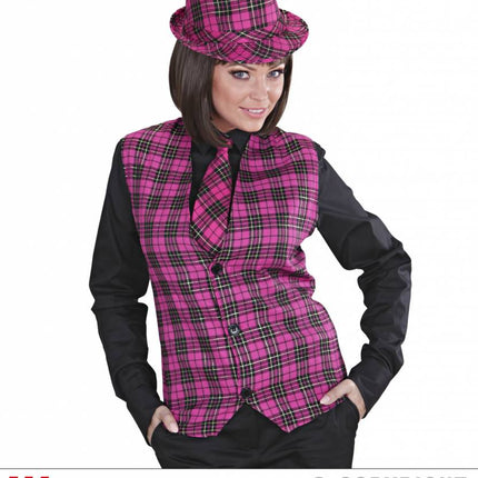 Feestbazaar Tartan vest roze