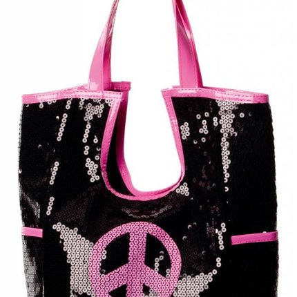 Feestbazaar Tas pailletten peace hippie