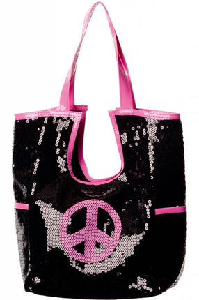 Feestbazaar Tas pailletten peace hippie