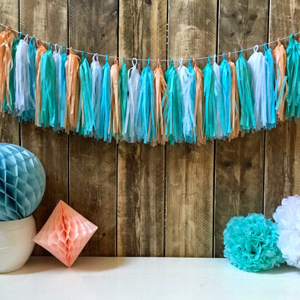 Feestbazaar Tassel Slinger Blauw Pastel - 5 Meter