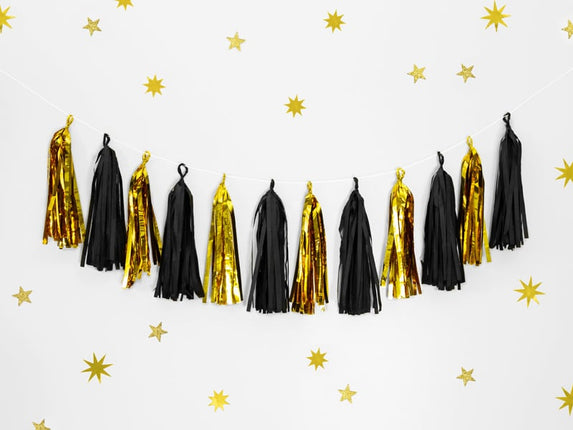 Feestbazaar Tassel Slinger Spiegel goud/zwart 1,5 meter