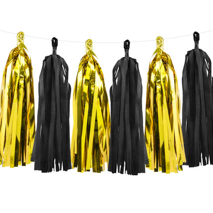 Feestbazaar Tassel Slinger Spiegel goud/zwart 1,5 meter