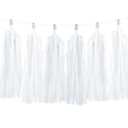 Feestbazaar Tassel Slinger Wit 1,5 meter
