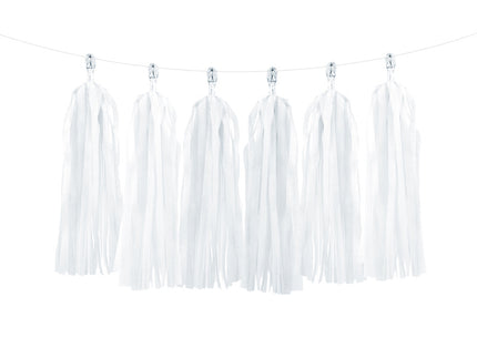 Feestbazaar Tassel Slinger Wit 1,5 meter