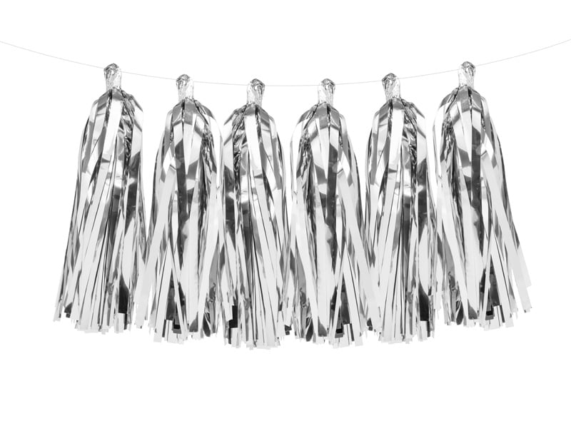 Feestbazaar Tassel Slinger Zilver 1,5 meter