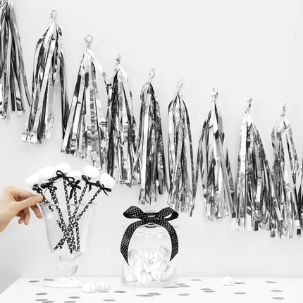 Feestbazaar Tassel Slinger Zilver 1,5 meter