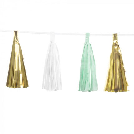 Feestbazaar Tasselslinger Goud/Wit/Mint Madison (3m)