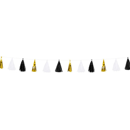 Feestbazaar Tasselslinger Graduation goud/wit/zwart (300cm)