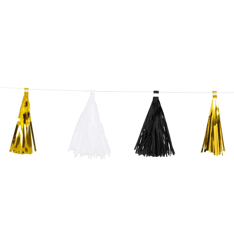 Feestbazaar Tasselslinger Graduation goud/wit/zwart (300cm)
