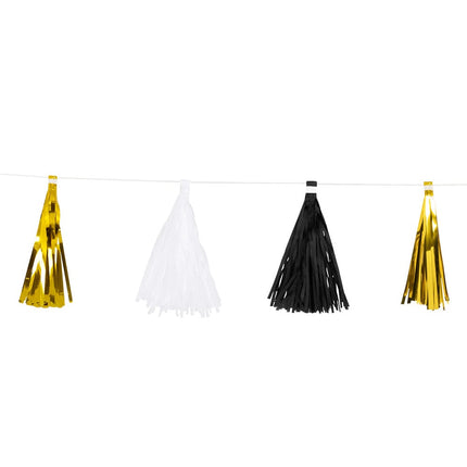 Feestbazaar Tasselslinger Graduation goud/wit/zwart (300cm)