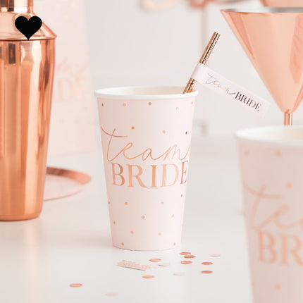 Feestbazaar Team Bride Blush Partybekers Rosegoud (8st)