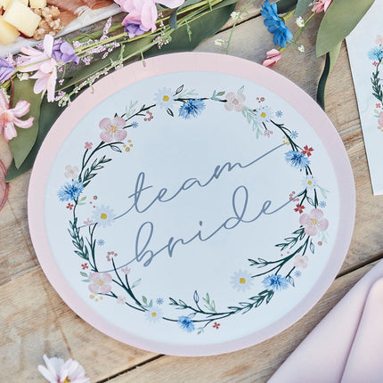 Feestbazaar Team Bride Feestborden Boho Floral Bloemenkrans (8st)