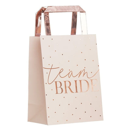 Feestbazaar Team Bride Party Tasjes Rose Goud stippen (5st)
