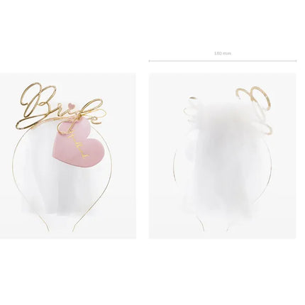 Feestbazaar Tiara met Sluier Bride Goud