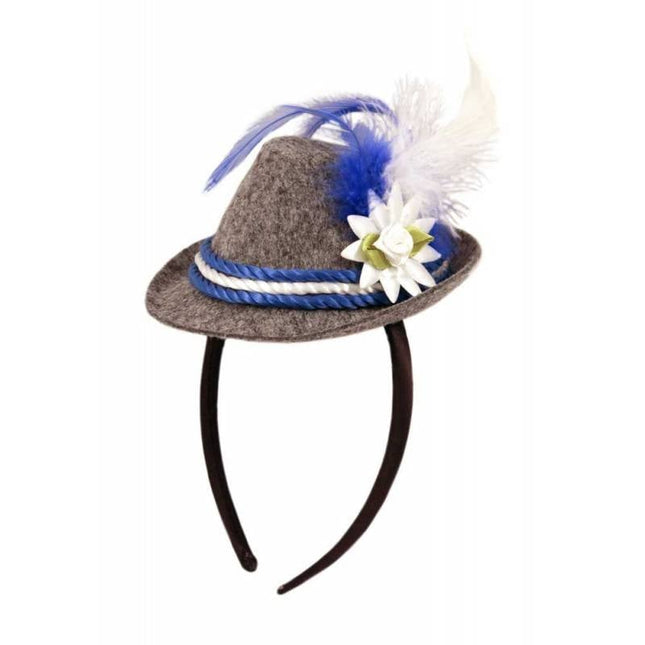 Feestbazaar Tiara mini hoedje blauw oktoberfest