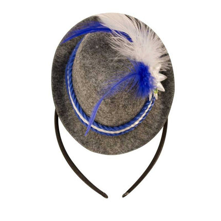 Feestbazaar Tiara mini hoedje blauw oktoberfest