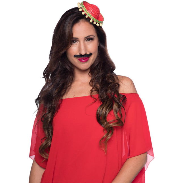 Feestbazaar Tiara Mini Sombrero Rood