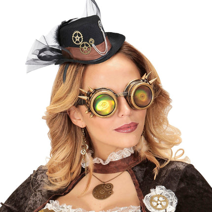Feestbazaar Tiara Steampunk met Mini Hoed tandwielen