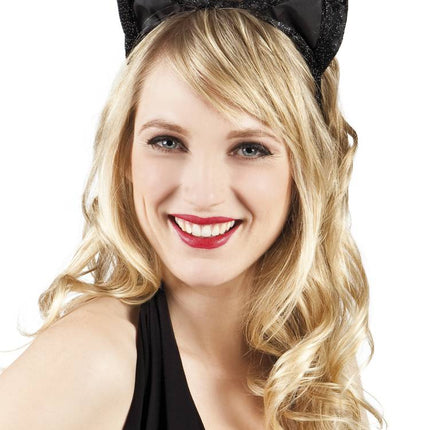 Feestbazaar Tiara velvet Kattenoren