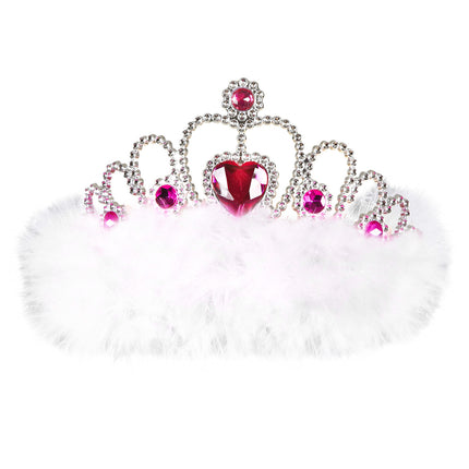 Feestbazaar Tiara wit met hartje