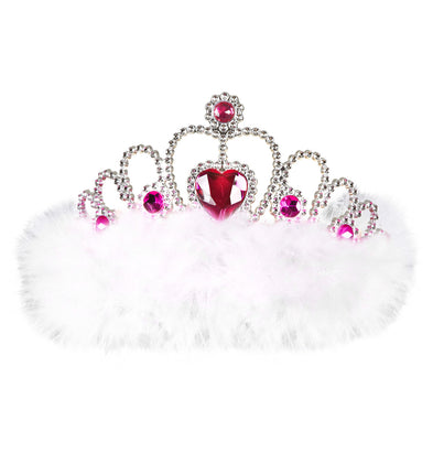 Feestbazaar Tiara wit met hartje