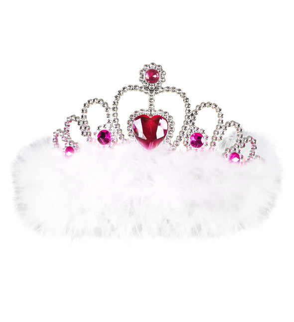 Feestbazaar Tiara wit met hartje