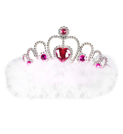Feestbazaar Tiara wit met hartje