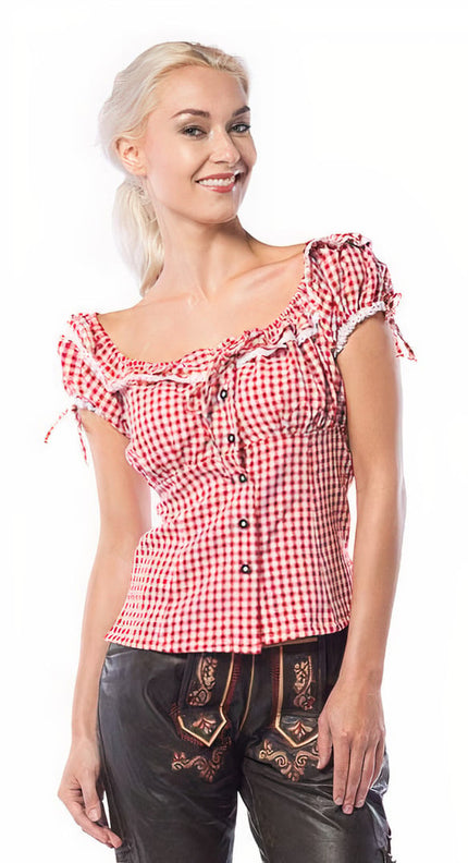 Feestbazaar Tiroler blouse dames Liesl Rood/Wit