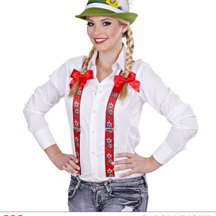 Feestbazaar Tiroler bretels edelweis rood