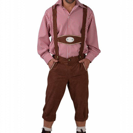 Feestbazaar Tiroler broek met bretels Edelweiss bruin