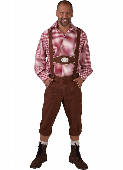 Feestbazaar Tiroler broek met bretels Edelweiss bruin