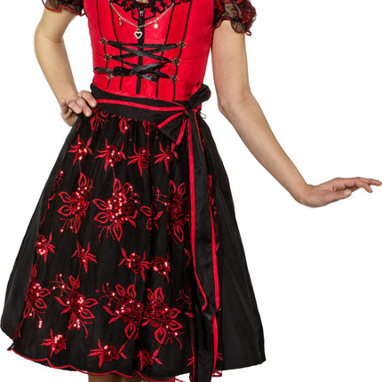 Feestbazaar Tiroler Jurk Dirndl Rood/Zwart Edelweiss Deluxe