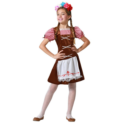 Feestbazaar Tiroler Jurk Meisjes Bruin/Rood Annika