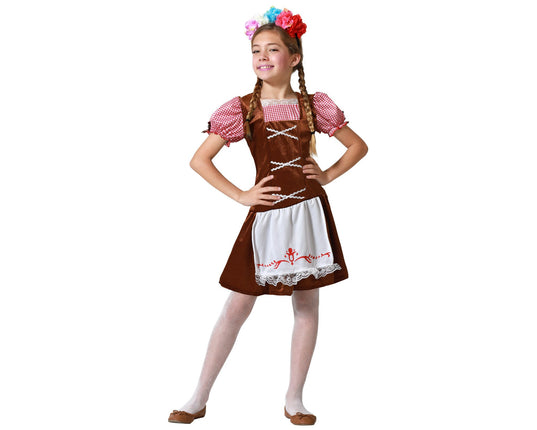 Feestbazaar Tiroler Jurk Meisjes Bruin/Rood Annika