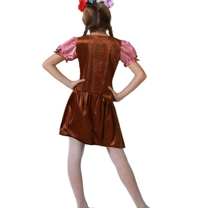 Feestbazaar Tiroler Jurk Meisjes Bruin/Rood Annika