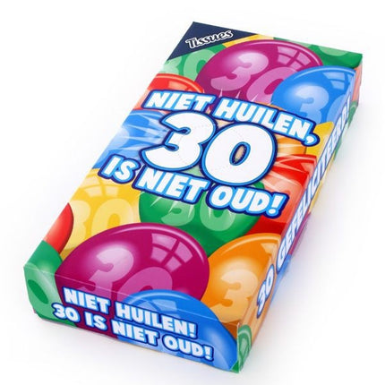 Feestbazaar Tissuebox 'Niet huilen, 30 is niet oud'