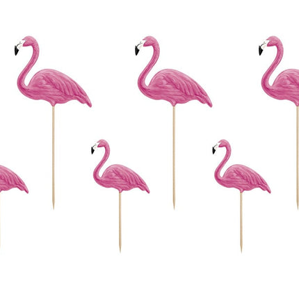 Feestbazaar Toppers Flamingo set 6 stuks